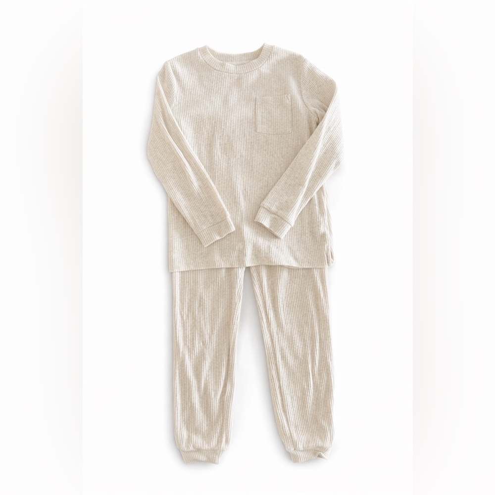 Petit Lem Ribbed Cream Kids Pajama Set